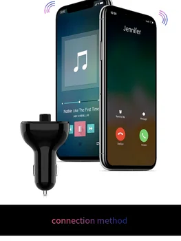 FM-передатчик громкой связи, Bluetooth, автомобильный комплект, Беспроводной радиоадаптер, MP3-плеер с быстрым зарядным устройством с двумя USB