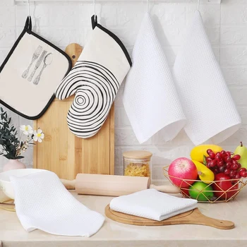Кухонные салфетки для мытья посуды из 100% хлопка с вафельным переплетением, ультрамягкие впитывающие, быстросохнущие кухонные полотенца