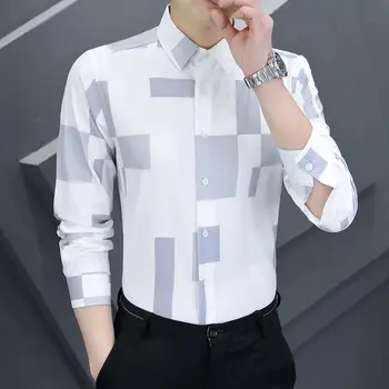 Высококачественные мужские весенне-осенние повседневные рубашки в корейском стиле, устойчивые к морщинам, универсальные уличные рубашки с длинными рукавами;
