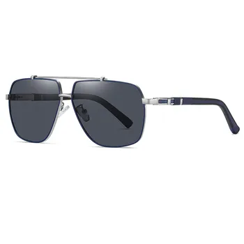 Поляризованные солнцезащитные очки, Легкая Модная защита от солнца в большой металлической оправе