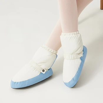 Теплые ботинки для танцев, женские балетные туфли для разминки, хлопчатобумажные туфли на плюшевой мягкой подошве, детская тренировочная зимняя обувь для танцев