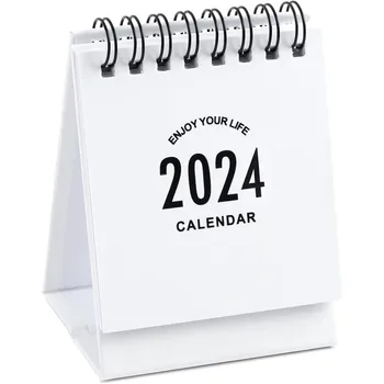 Мини-настольный календарь Работает с декабря 2023 по декабрь 2024 Милый настольный календарь из плотной бумаги в двухслойном переплете для дома, офиса, школы