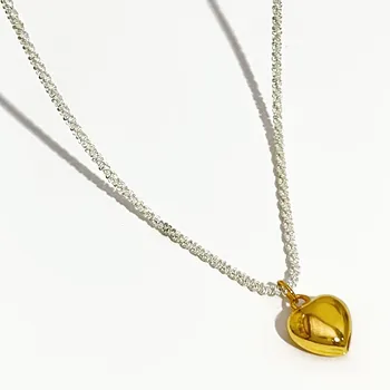 Peri'sbox 2 размера, популярное серебряное сверкающее ожерелье с гипсофилой, минималистичные ожерелья с подвеской в виде сердца для женщин, подарки