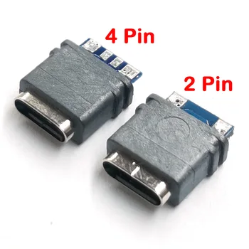 50шт 2Pin Водонепроницаемый USB C Разъем Type-C 4-Контактный Разъем-Розетка Для Передачи Данных Для DIY PCB Дизайн Припоя Разъем Для Зарядки Питания