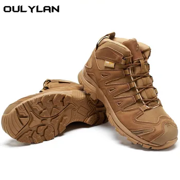 Уличная тренировочная обувь, ботильоны для скалолазания, военные ботинки, мужские ботинки для пустыни со средним верхом, спортивные кроссовки для горного кемпинга