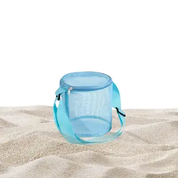 Сетчатая сумка для игрушек с песком, сумки для сбора ракушек для детей, пляжные игрушки, сумка для хранения пляжных игрушек с песком, складная сетчатая пляжная сумка для