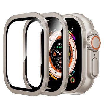 Защитная пленка для экрана для Apple Watch Case Ultra 49 мм Металлические аксессуары Рамка из алюминиевого сплава + HD закаленное стекло для iWatch case