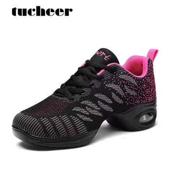 Спортивная танцевальная обувь в стиле хип-хоп, Брейк, Воздушная сетка на мягкой подошве, Тренировочные кроссовки Jazz Jittebug на среднем каблуке