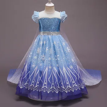 Платье принцессы Айши, сетчатое платье с пайетками для девочек, короткий рукав, большой подол, популярная мода для внешней торговли