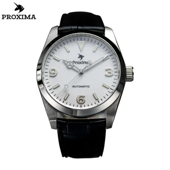 Proxima PX1690-369 37 мм Простые мужские часы с механизмом SW200​ Автоматический механический Кожаный браслет с 20 полосами водонепроницаемости, светящийся