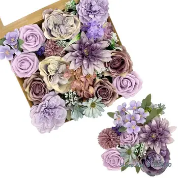 Подарочная коробка из искусственных цветов с листьями Цветочная композиция Цветочные коробки для свадебных букетов своими руками Свадебный душ Центральное украшение вечеринки