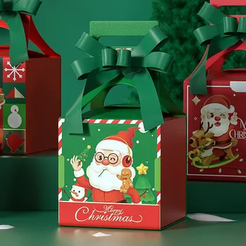 12шт Коробок Apple в канун Рождества для печенья, конфет, подарочной упаковки Санта-Клауса, Рождественской новогодней вечеринки, детских подарков Navidad Cake Box