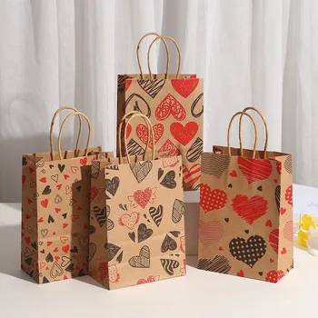 1 комплект крафт-бумаги с рисунком любви на День Святого Валентина, подарочные пакеты для упаковки конфет, Пакеты для печенья, принадлежности для украшения свадьбы, Дня рождения, вечеринки