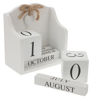Ультратонкий деревянный настольный календарь на 2022-2023 годы: вечный планировщик на месяц и реквизит для фотосъемки для домашнего декора (белый)