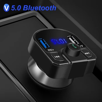 HandsfreeBluetooth 4,2 Автомобильный Комплект FM-передатчик MP3-Плеер поддержка TF Карты U диск QC2.0 3.1A Быстрое Двойное USB Зарядное Устройство Адаптер Питания