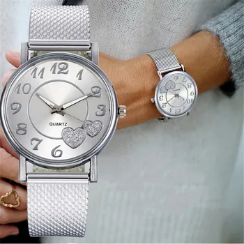 Женские модные часы с сетчатым ремешком, Универсальные Повседневные кварцевые наручные часы в простом стиле для подарка Relogios Feminino Reloj