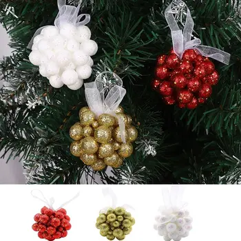 Подвесной объемный Рождественский шар из пенопласта, украшенный красным / золотым / белым рождественским украшением, подвеска с декоративной веревкой