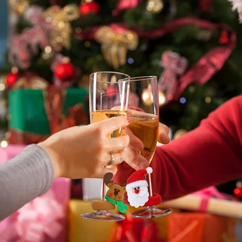 Рождественское украшение бокала для вина С Новым годом, Санта-Клаус, вечерние украшения для домашнего стола, Барные принадлежности, домашний декор