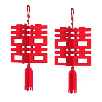 2 штуки китайского свадебного украшения, красный фонарь, 3D свадебное подвесное украшение, Подвесной фонарь для новогодней вечеринки на двери