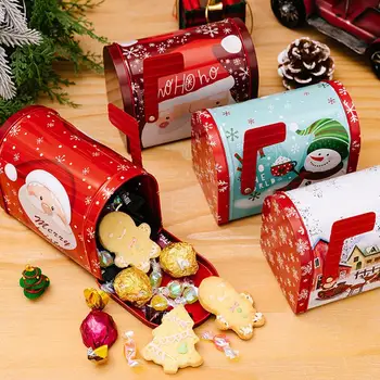 Рождественская подарочная коробка Коробка конфет Санта Клауса, железный ящик для хранения, органайзер, Жестяная коробка, почтовый ящик, Рождественские украшения, бумажная коробка, подарки для детей