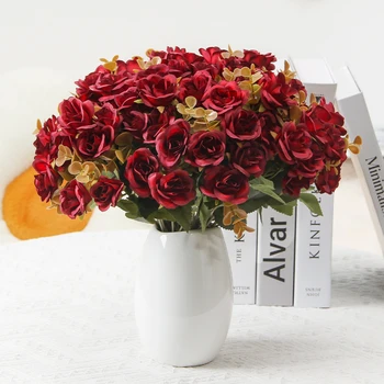 34 см Гламурный цветок розы Пластиковый цветок для украшения свадьбы Художественная цветочная композиция в гостиной Искусственные цветы