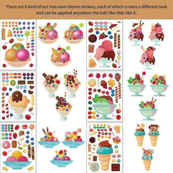12 шт. /компл. Детская Мультяшная Интерактивная наклейка-головоломка для родителей и детей, Клубничное мороженое, наклейки для вечеринок 