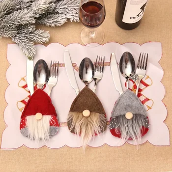 Новые семейные Рождественские украшения, креативный набор ножей и вилок для скандинавского Старика, Праздничная Домашняя посуда