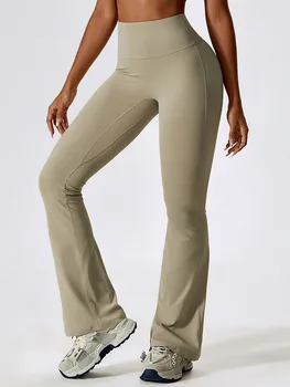 Женские брюки свободного кроя, однотонные эластичные леггинсы с высокой талией, расклешенные для занятий йогой, для занятий в тренажерном зале, для занятий бегом трусцой