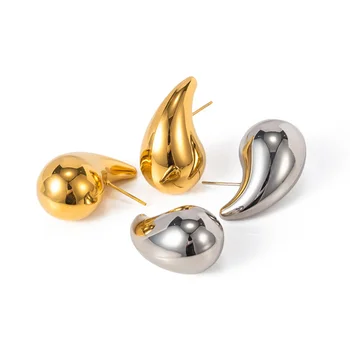 Шикарные серьги-гвоздики с каплями воды для женщин Dupes Массивные Каплевидные Позолоченные украшения для ушей e2318