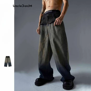 Мешковатые джинсы в стиле хип-хоп Dirty Fit Y2k Hombre, потертая уличная одежда, мужские роскошные джинсы свободного кроя, деним, прямая поставка