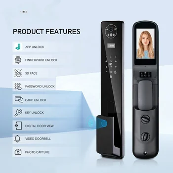 Видео в режиме реального времени jlink App Security Интеллектуальный замок отпечатков пальцев Smart Door с камерой