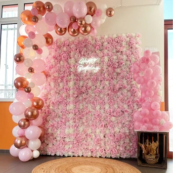 Цветочные настенные панели размером 60 см x 40 см, декоративный белый искусственный цветочный фон для свадебной вечеринки, детского душа новобрачных, шелковая искусственная стена