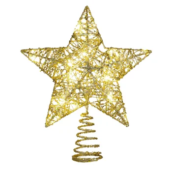 Рождественская елка, Топпер, звезда С подсветкой, Забавные украшения на топперах, светильник в форме Золотого дерева