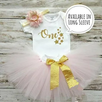 Настройте наряд для дня рождения Twinkle Twinkle Little Star, розово-золотой наряд для дня рождения, платье для первого дня рождения