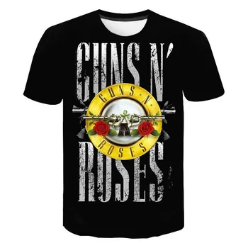 Мужские и женские футболки Guns N'Roses, уличная одежда с 3D-принтом хард-рок-группы, модные футболки оверсайз, детские футболки