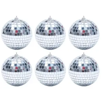 Серебряные драпировки с диско-шарами, украшения из мини-серебряных драпировок, Светоотражающий орнамент из зеркальных шаров, красивые мини-диско-шары, серебро