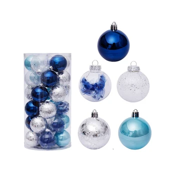 60шт Рождественские шары 6 см для елки Синие Рождественские шары Пластиковые Елочные украшения Украшения для дома Подвески