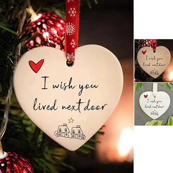 Рождественские украшения, подвесное украшение в виде сердца, Керамический орнамент, декор, идеально подходящий для друзей, пар, Рождественской елки, простота установки