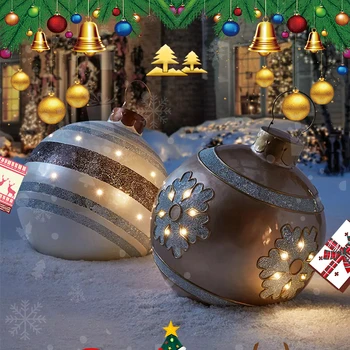 60 см Рождественский Воздушный шар, Декоративный Колокольчик, Забавная печать на открытом воздухе, Надувной Игрушечный мяч из ПВХ, Ремесла, Подарок, Украшения для Рождественской вечеринки