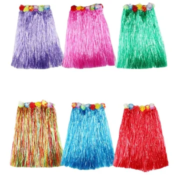 Пластиковые волокна, женские юбки для танцев, женские юбки-хула, гавайские костюмы, детские сценические наряды, праздничные платья с цветочными леями