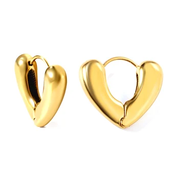 Серьги-кольца в форме сердца из нержавеющей стали ASON Для женщин и девочек Золотого цвета, Массивные Водонепроницаемые Геометрические украшения Huggies, Подарок