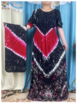 Летнее Новое Африканское платье Абайя с коротким рукавом Женское Хлопковое платье с позиционным принтом, собирающее талию, Вечернее платье Dubai Maxi Islam с цветочным принтом