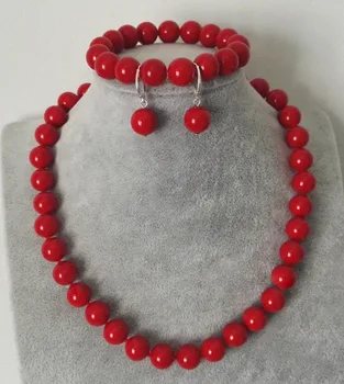 Новый 10 мм Натуральный красный жемчуг из ракушки Южного моря, ожерелье, браслет, серьги