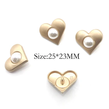 25 * 23 мм, 10 металлических пуговиц в форме сердца, жемчужных пуговиц, смолы, милые украшения для девочек и детей