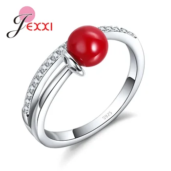 Модные кольца с красным жемчугом для женщин, свадебные украшения S925, стерлинговое кольцо для предложения помолвки, женское кольцо на палец