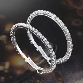 KISSWIFE 100 мм Большие хрустальные серьги-кольца, Модные простые круглые блестящие серьги с фианитами, ювелирные изделия для женщин, подарок для вечеринки