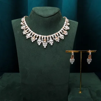 TIRIM Trend 2 шт. свадебное ожерелье с кубическим цирконием, полные комплекты украшений для женщин, свадебная вечеринка, подарок для саудовской девушки.