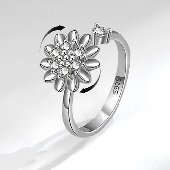 NBNB Новое поступление, Модное кольцо с вращающимся цветком, снимающее стресс, Регулируемое Кольцо для женщин, Модное Открытое кольцо на палец, украшения на каждый день, подарок девушке