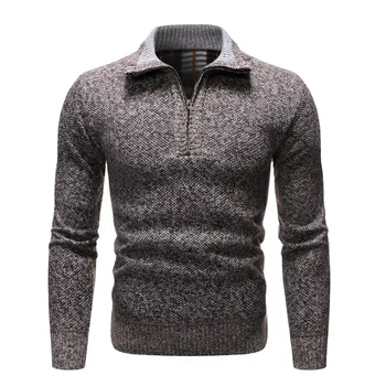 Зимний мужской свитер на молнии, утолщенный и теплый, большого размера, свободный и повседневный