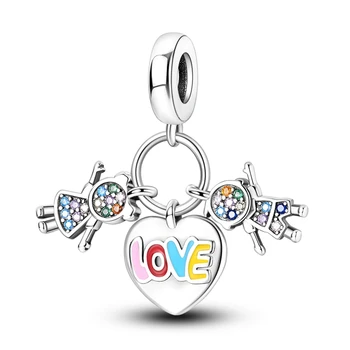 Романтический браслет Pandora из стерлингового серебра 925 пробы, подходящий для мальчиков и девочек, ювелирный подарок на День Святого Валентина для женщин